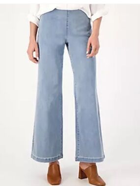 NYDL jeans Sculpt Her Denim Pull On Teresa wide leg jeans from QVC
